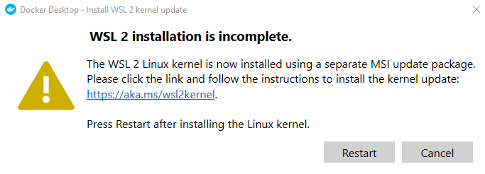 WSL2 installation is incomplete